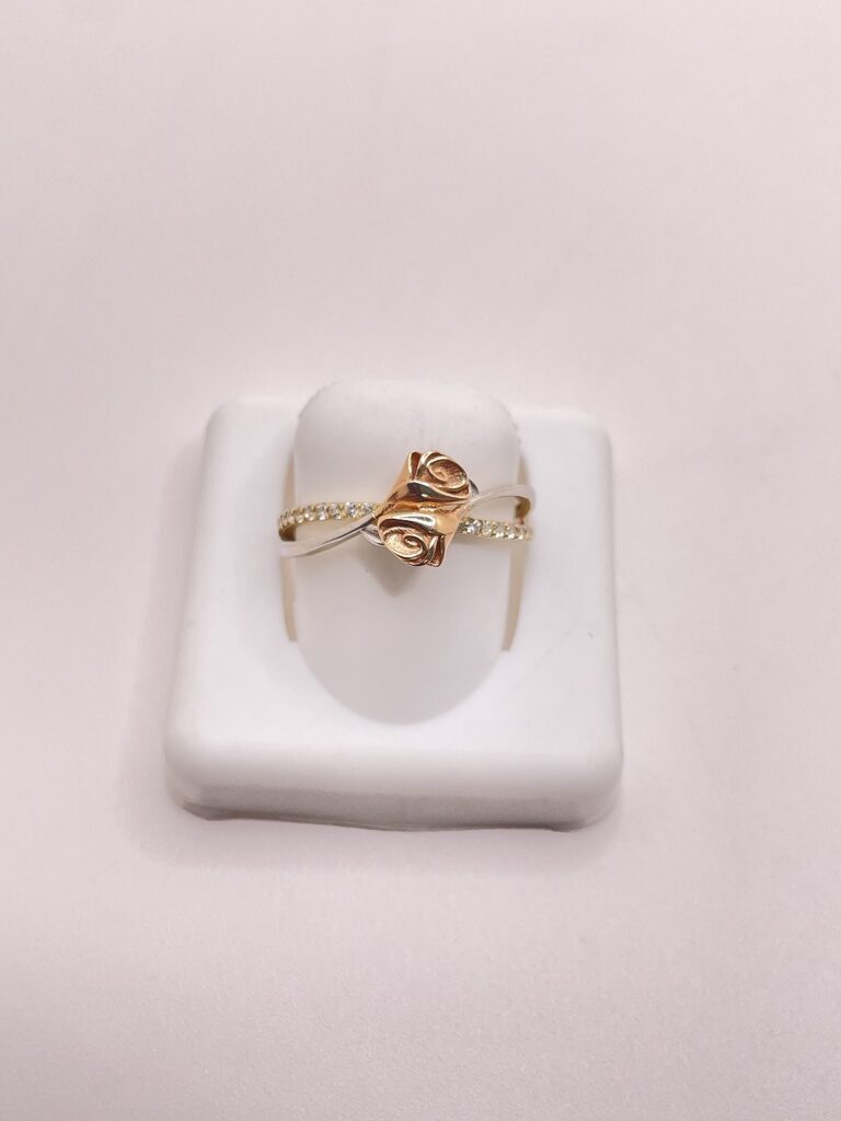 10K DELICATE TWO-GOLD ROSES RING – 8 – JY Jewelry Wholesale