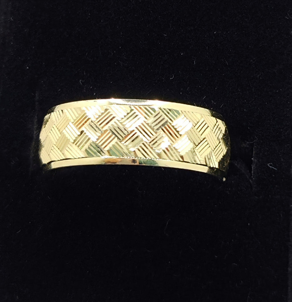 10K FANCY BASKET WEAVE DESIGN WEDDING BAND RING – 10 8MM – JY Jewelry Wholesale