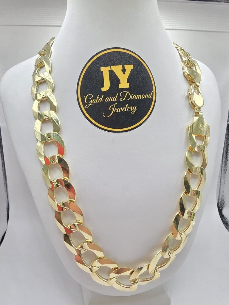 10K SOLID CUBAN CURB FLAT CHAIN – 24" 16MM – JY Jewelry Wholesale