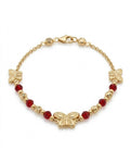 10K BUTTERFLY BRACELET WITH RED STONES DETAIL – 7" – JY Jewelry Wholesale