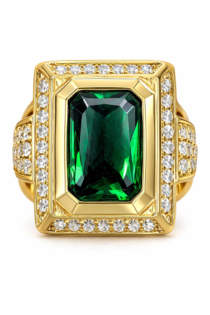 14K SQAURE GREEN STONE ELEGANT RING – 9.5 – JY Jewelry Wholesale