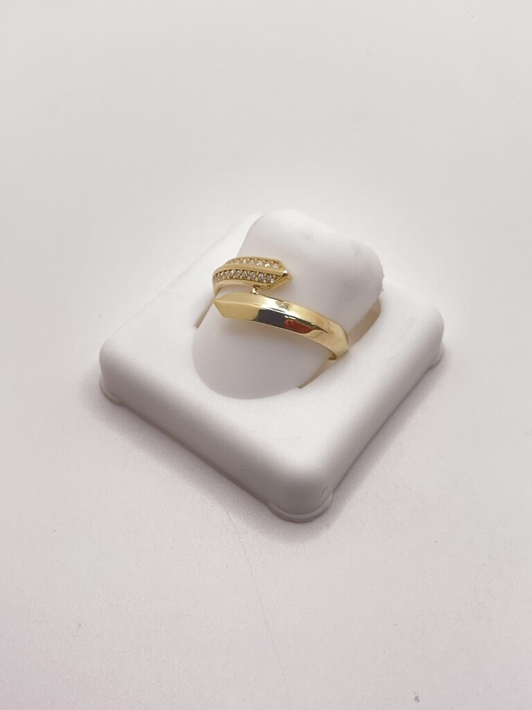 10K DELICATE ASYMMETRIC RING WITH ZIRCONIA – 8 – JY Jewelry Wholesale