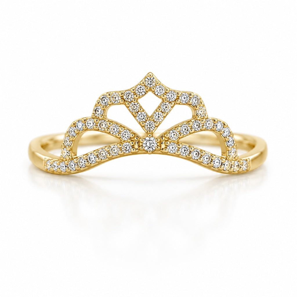 14K DELICATE CZ QUEEN CROWN RING – 7 – JY Jewelry Wholesale