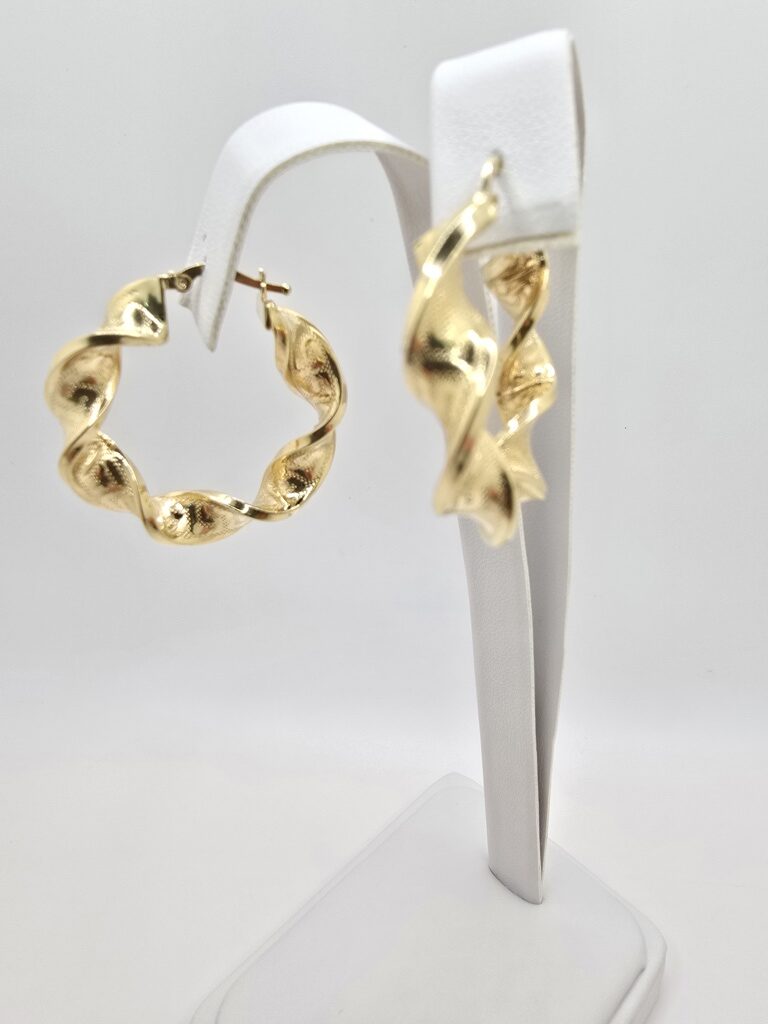 14K GREEK DESING CROOKED HOOPS EARRINGS – 4 – JY Jewelry Wholesale