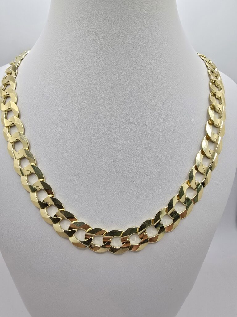 10K SOLID CUBAN CURB FLAT CHAIN – 26" 15MM – JY Jewelry Wholesale