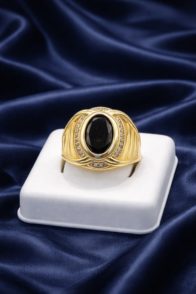 14K ELEGANT OVAL BLACK STONE RING – 10 – JY Jewelry Wholesale