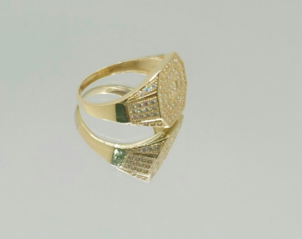 10K CZ DETAIL LARGE OCTAGON SHAPE MEN'S RING – 10 – JY Jewelry Wholesale