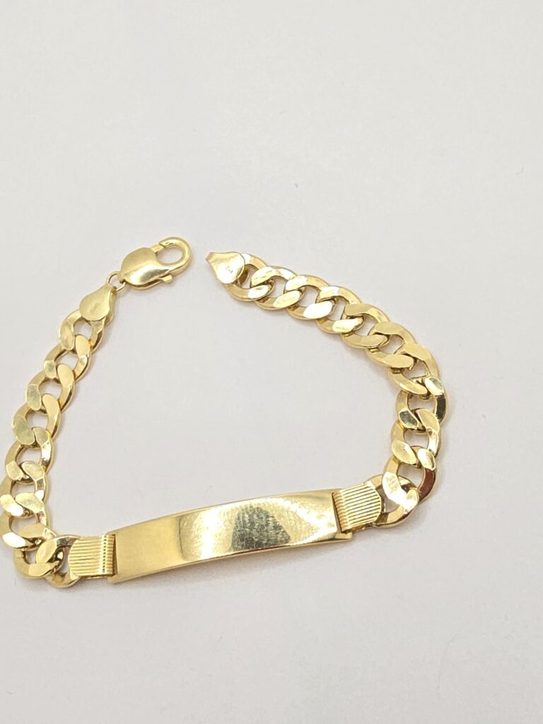 10K CUBAN CURB FLAT WHITE PLATE BRACELET – 8" 8MM – JY Jewelry Wholesale