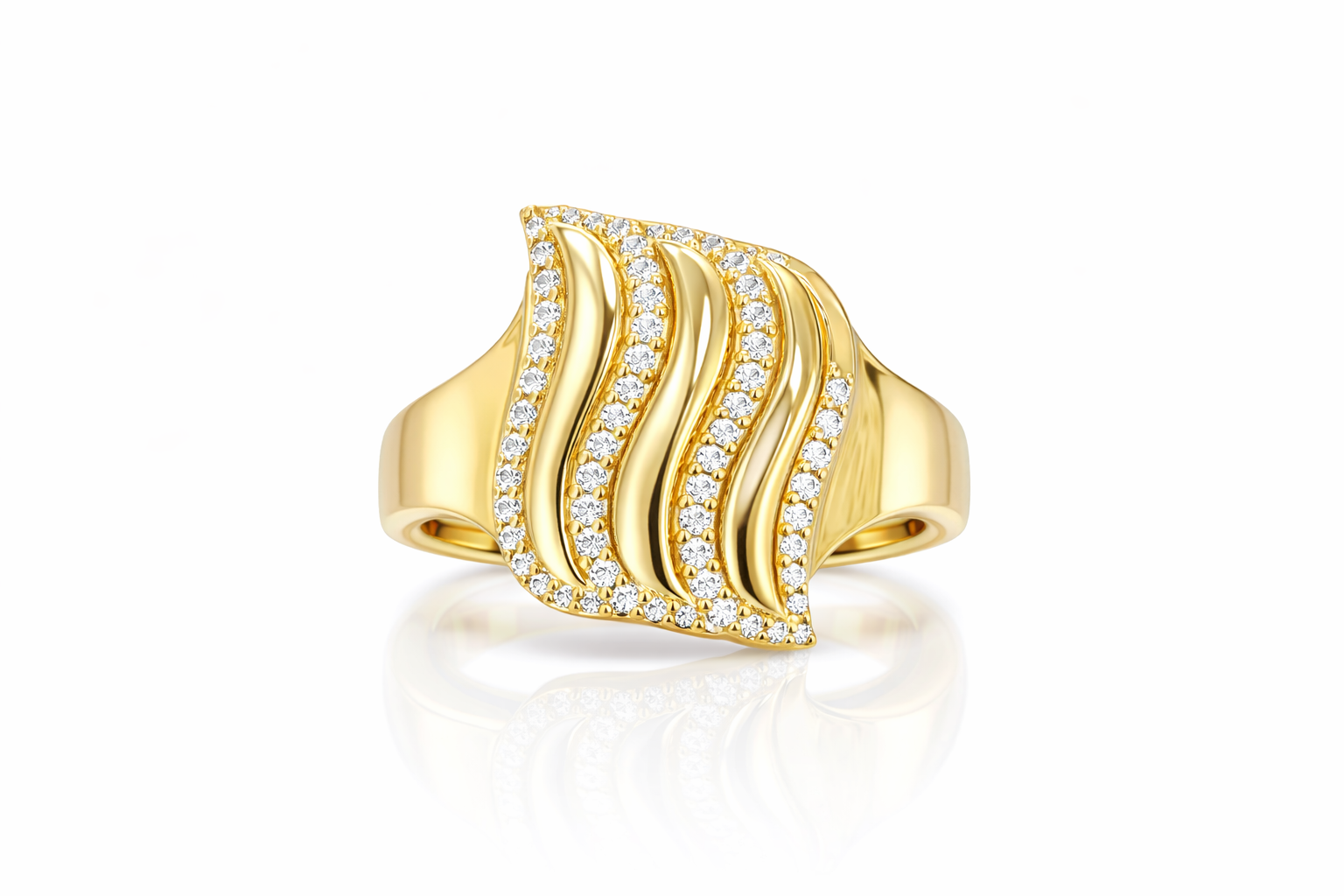 10K 3 PLAIN STRIPES RING – 8 – JY Jewelry Wholesale