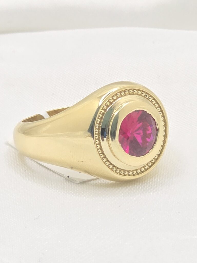 14K ELEGANT ROUND PINK STONE MAN'S RING – 11 & 12 – JY Jewelry Wholesale