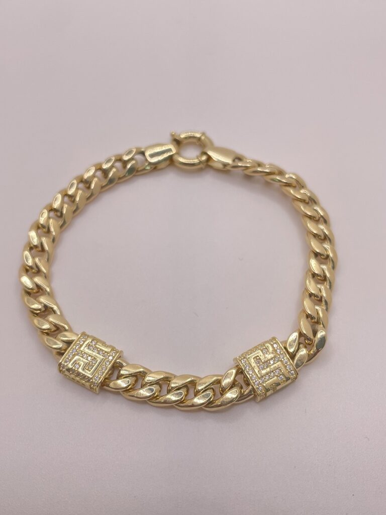 10K CUBAN LINK BRACELET WITH GREEK DETAIL 6.5MM – JY Jewelry Wholesale