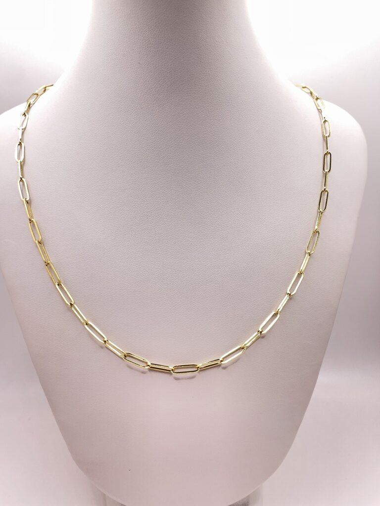 10K PAPER CLIP CHAIN 18" 2MM – JY Jewelry Wholesale