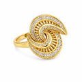 14K MODERN CZ DETAILS DOUBLE SPIRAL DESIGN RING – 8 – JY Jewelry Wholesale