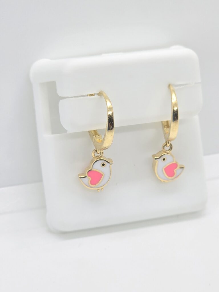 10K WHITHE&GREY LITTLE BIRD HOOP EARR – JY Jewelry Wholesale