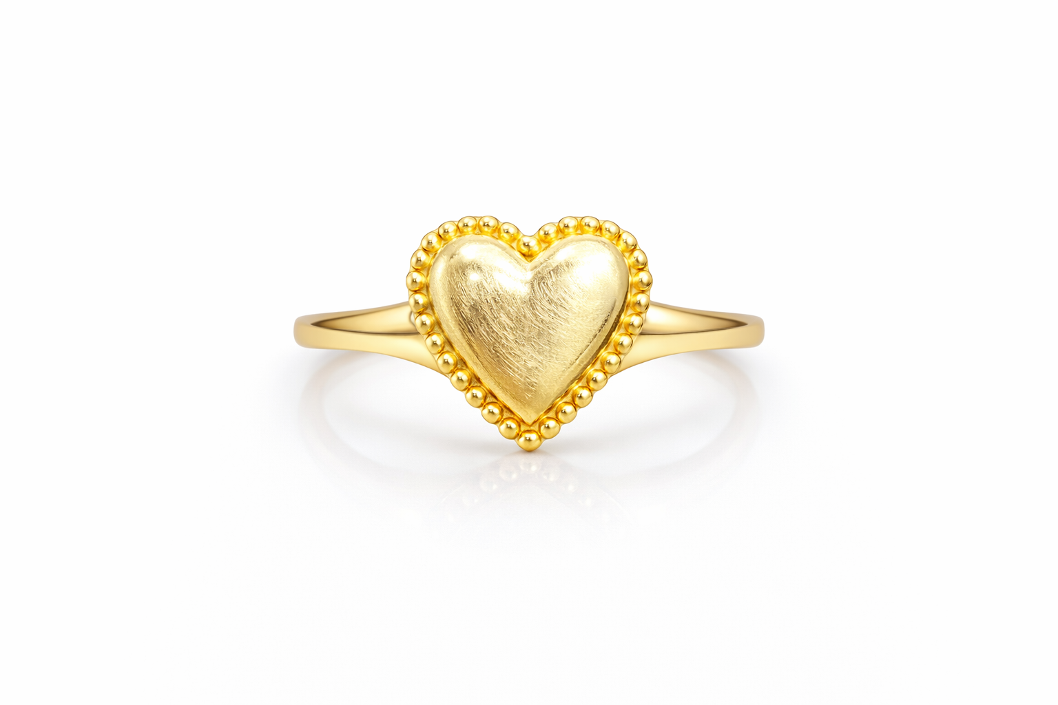 10K SMALL BALLS FRAME GOLDEN HEART RING – 7.5 – JY Jewelry Wholesale