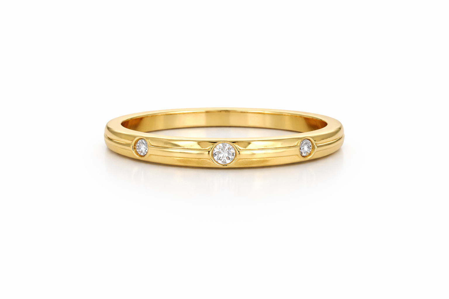 10K 3STONES WEDDING BAND RING – 9.5 3.6MM – JY Jewelry Wholesale