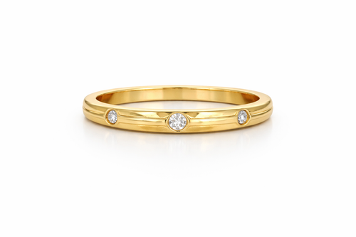 10K 3STONES WEDDING BAND RING – 9.5 3.6MM – JY Jewelry Wholesale