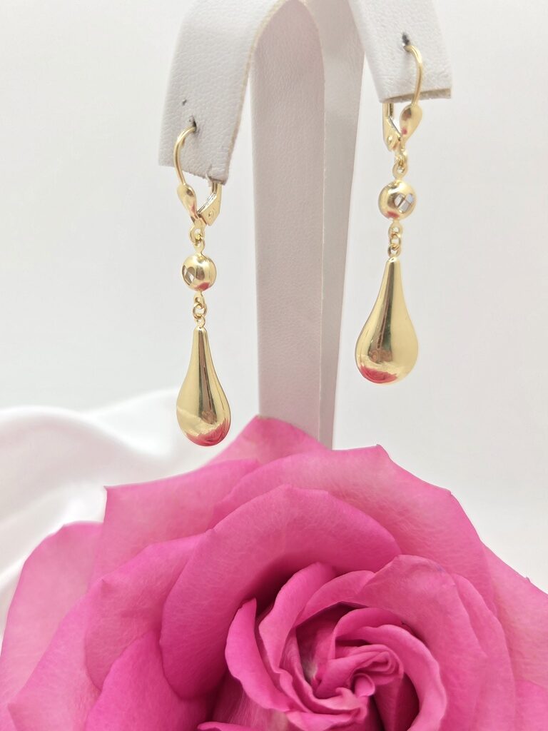 14K ELEGANT TEARDROP PENDANT HOOPS EARRINGS – JY Jewelry Wholesale