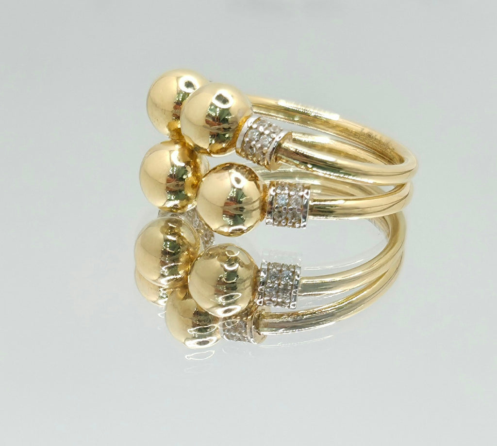 14K CZ SMALL BALLS RING – 8 – JY Jewelry Wholesale