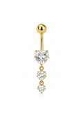 10K THREE HEART BELLY PIERCING – M REF-52374/000 – JY Jewelry Wholesale
