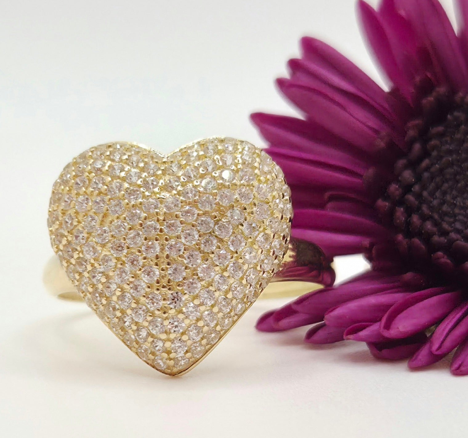 14K ELEGANT CZ HEART RING – 7 & 8 – JY Jewelry Wholesale