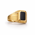 14K MAN GEOMETRIC RING, WITH LARGE DARK CZ – 10 – JY Jewelry Wholesale