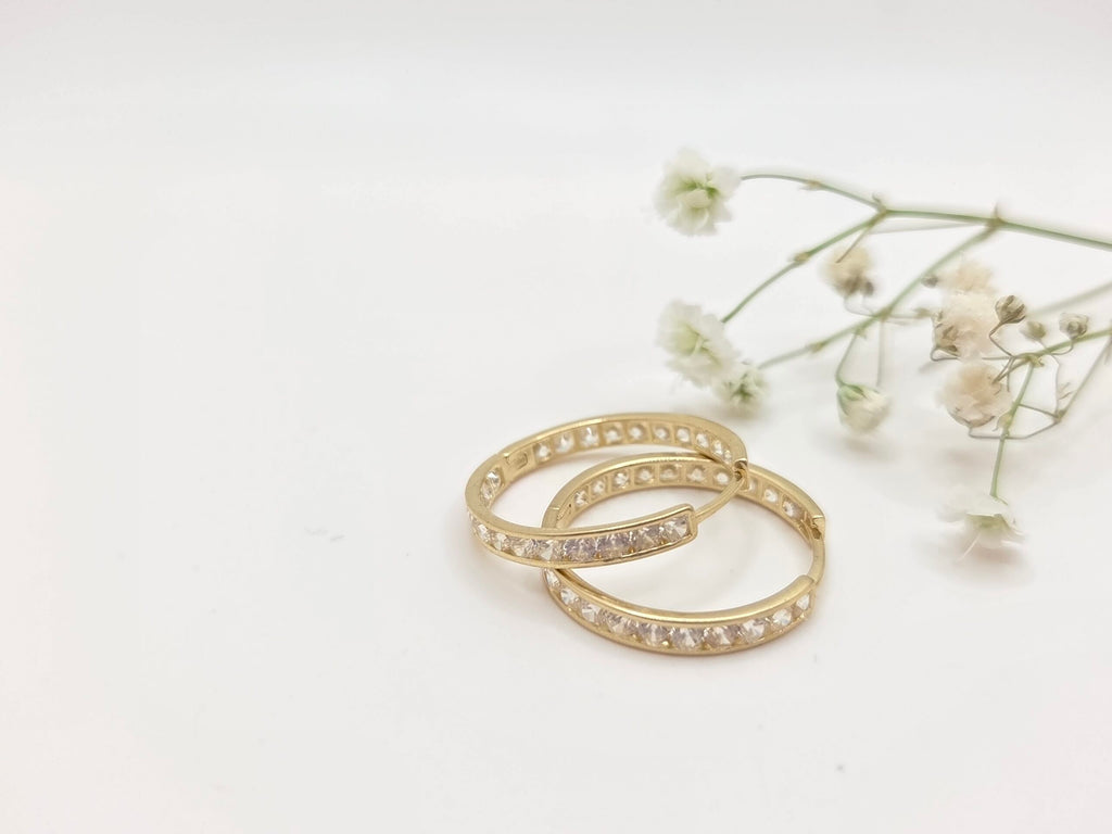 14K CZ DETAIL HOOPS EARRINGS – 4 – JY Jewelry Wholesale