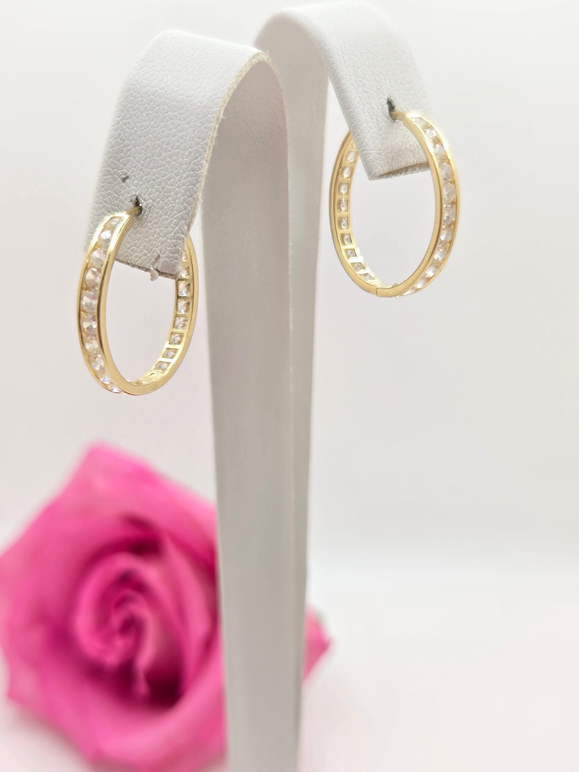 14K CZ DETAIL HOOPS EARRINGS – 4 – JY Jewelry Wholesale