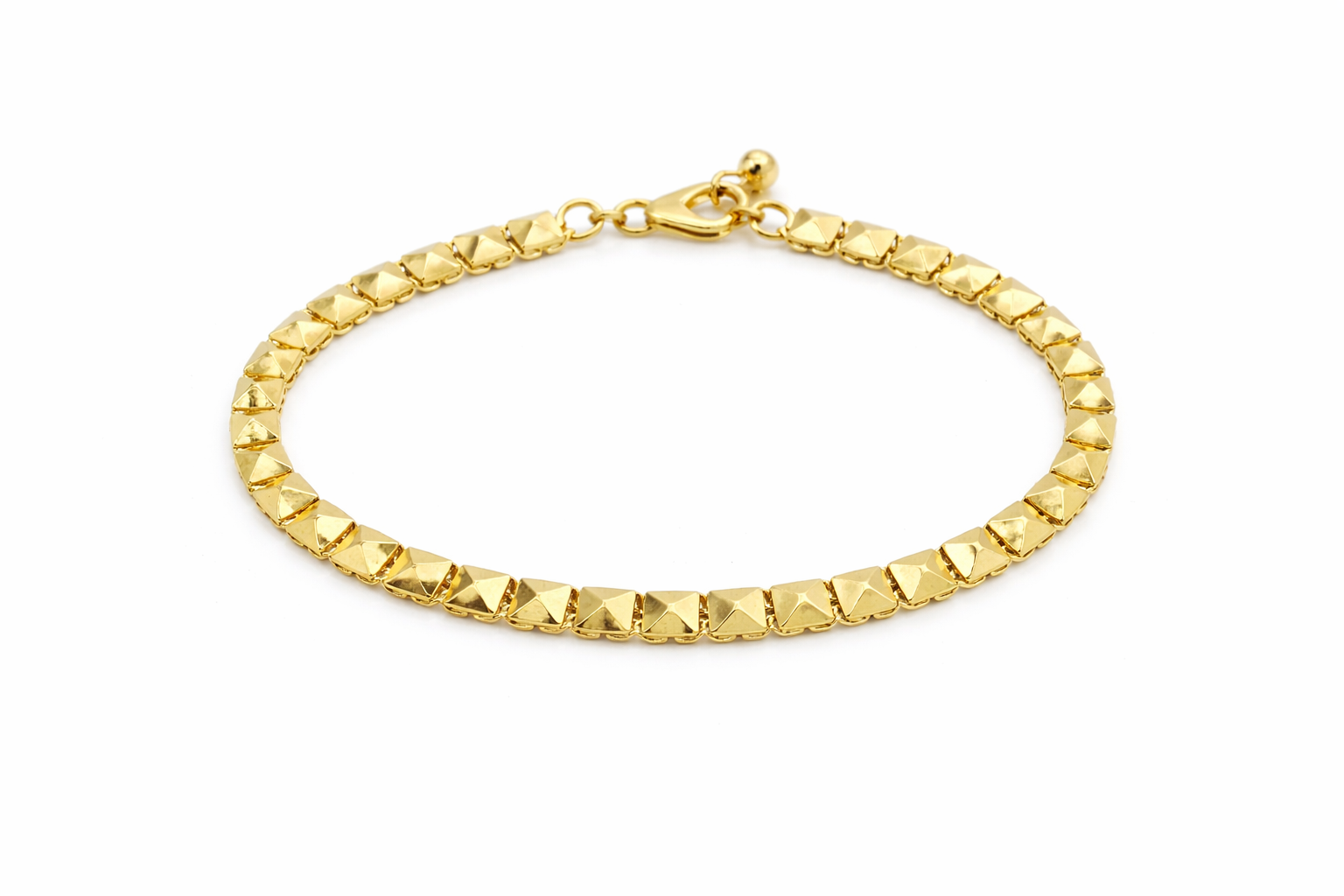 10K SMALL SQUARE PYRAMIDS BRACELET – 7.5" – JY Jewelry Wholesale
