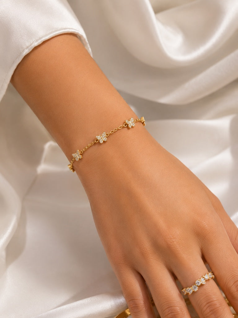 10K BUTTERFLYS ROLO BRACELET – 7" – JY Jewelry Wholesale