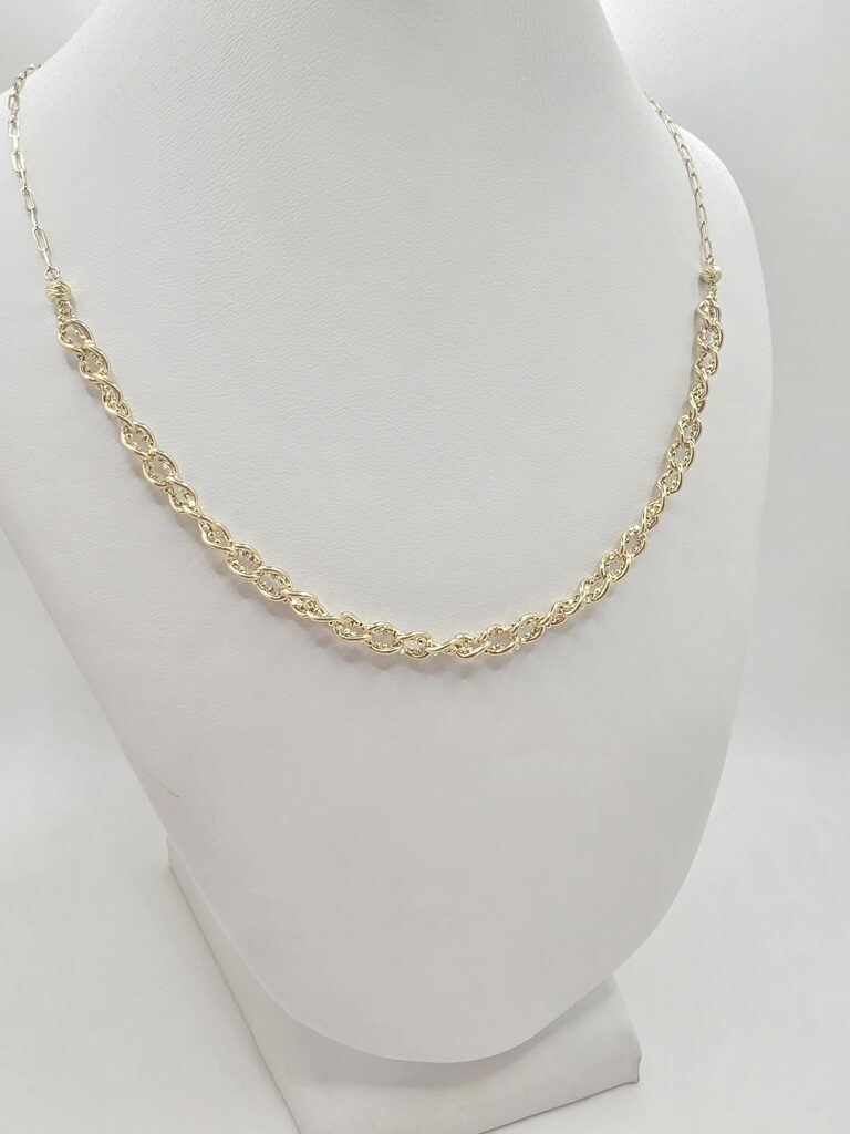 14K PAPER CLIP CHAIN ??WITH BRAIDED CHAIN ??DETAIL – 18" – JY Jewelry Wholesale