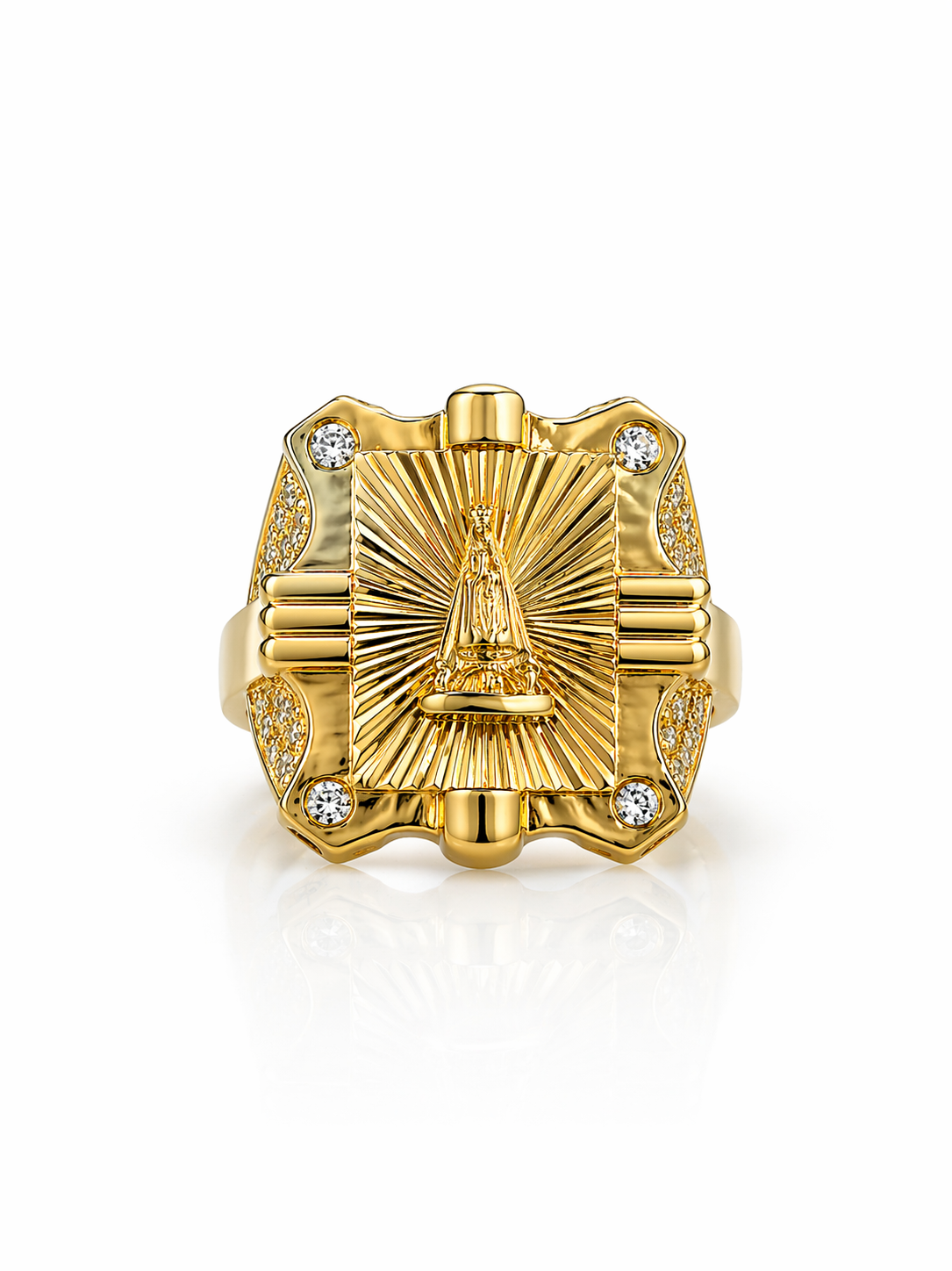 10K MODERN DIAMOND CUT BACKGROUND CARIDAD SQUARE RING – 11 – JY Jewelry Wholesale