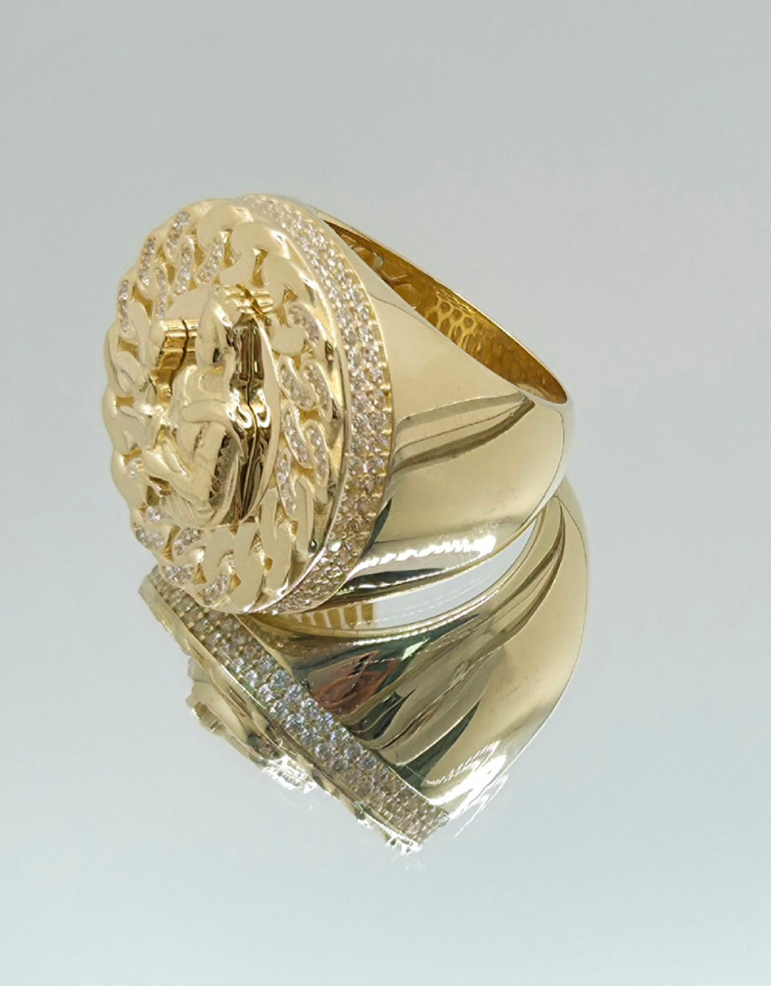 10K CHAIN DETAIL ROUND SANTA BARBARA RING – 12 – JY Jewelry Wholesale