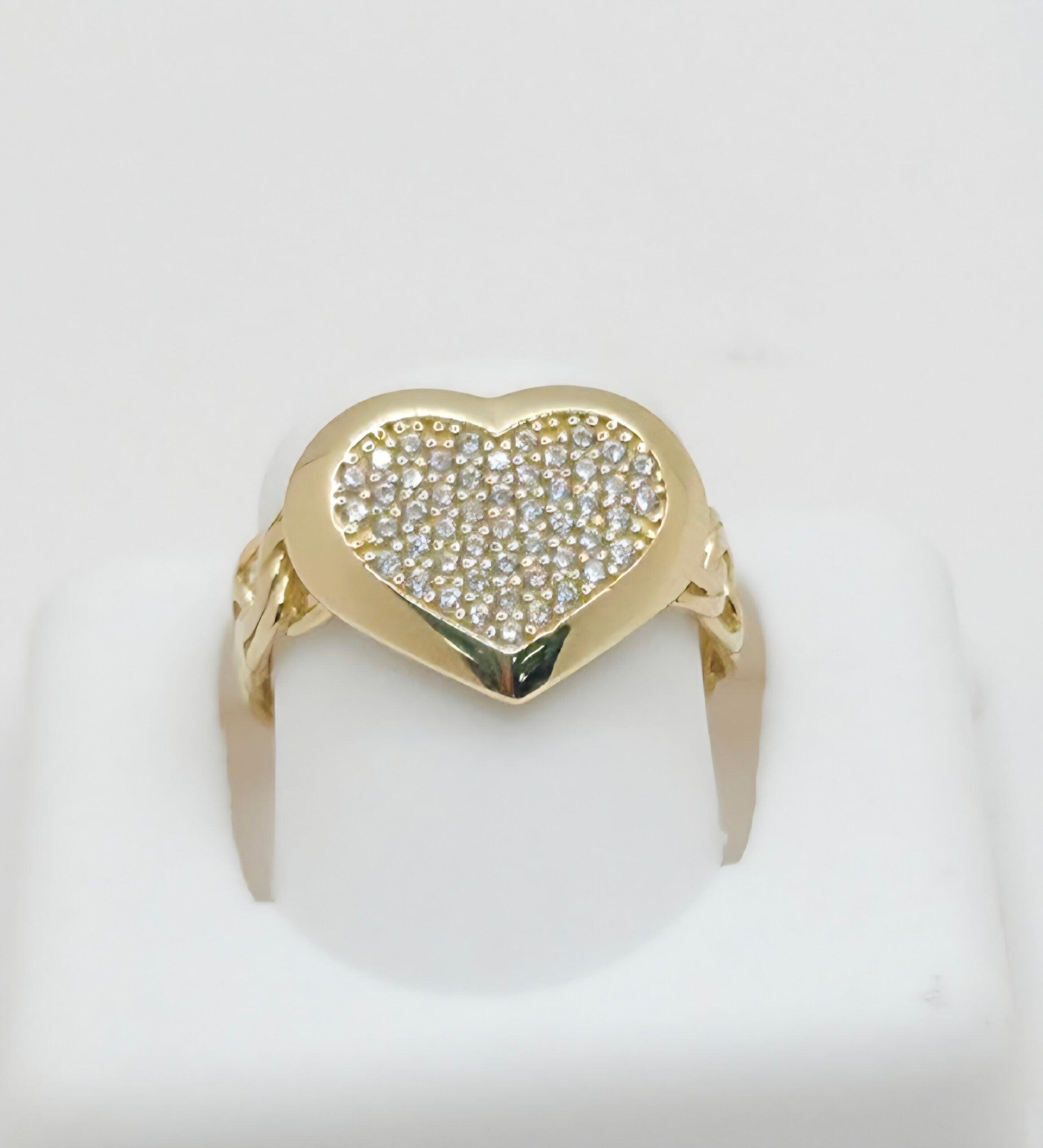 10K CHINO LINK SMALL CZ HEART RING – 8 – JY Jewelry Wholesale