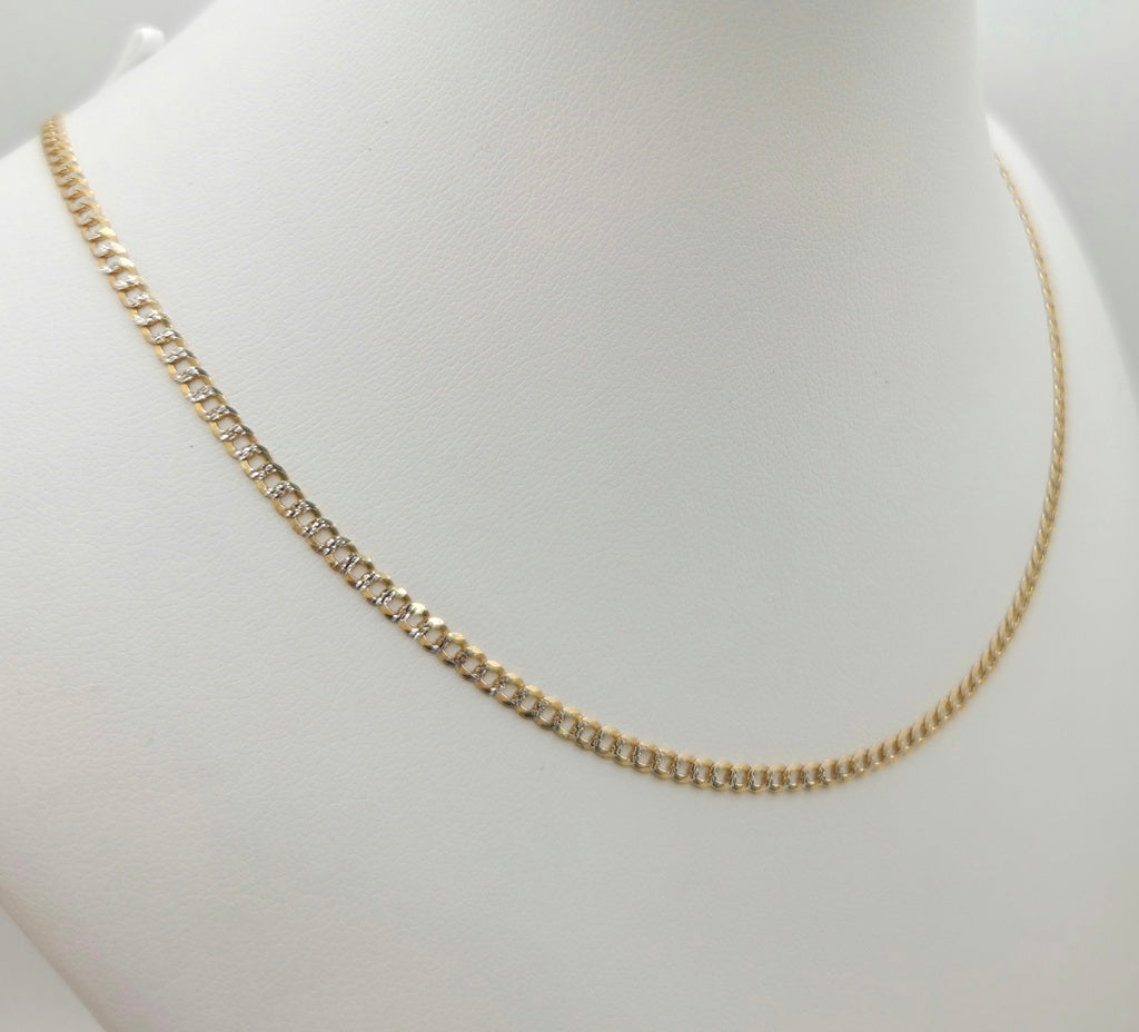 10K TWO TONE CUBAN CURB FLAT CHAIN 20" 2.5MM – JY Jewelry Wholesale