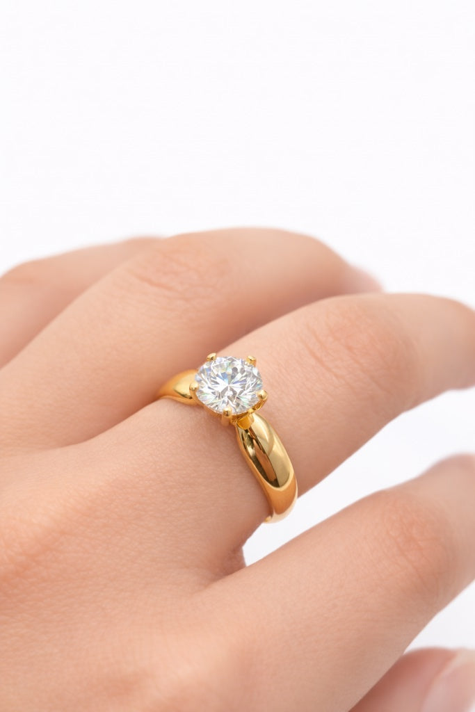 14K YG SOLITAIRE 1CT MOISSANITE WOMAN'S RING – 7 – JY Jewelry Wholesale