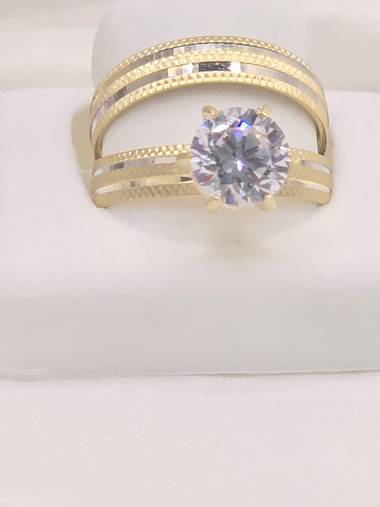 14K WHITE SPARKLIN DETAIL WOMAN'S ENGAGEMENT RING – 7 & 8 – JY Jewelry Wholesale