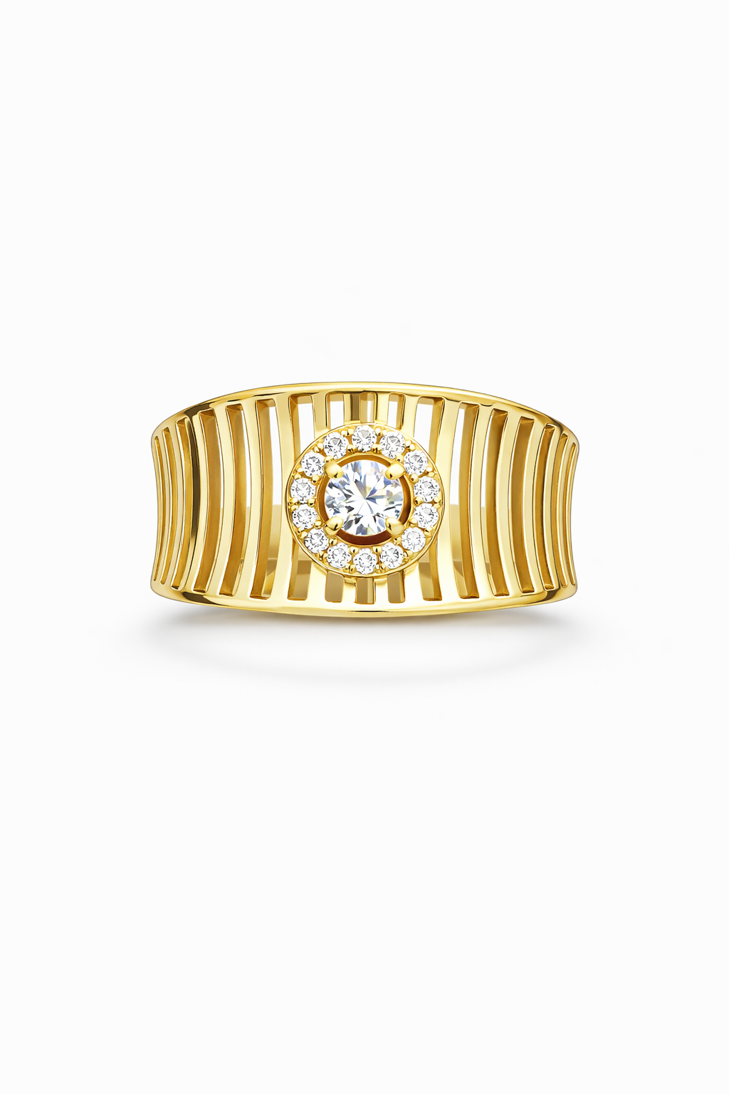 10K MODERN NET DESIGN BACKGROUND STONE CENTER RING – 7 – JY Jewelry Wholesale