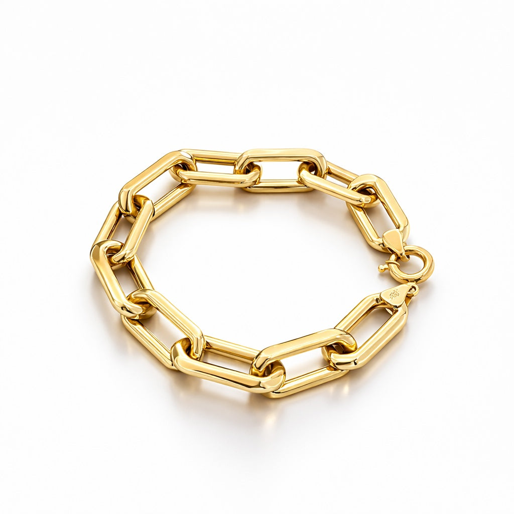 14K BIG PAPER CLIP BRACELET – 8" 7.5MM – JY Jewelry Wholesale