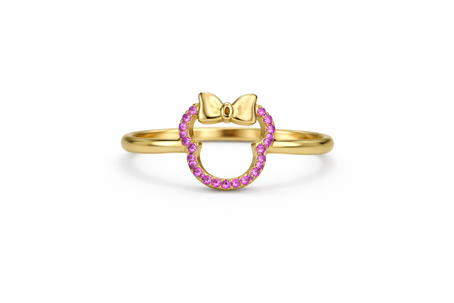 10K PINK CZ MINNIE SILHOUETTE WOMAN'S RING – 7/8 – JY Jewelry Wholesale