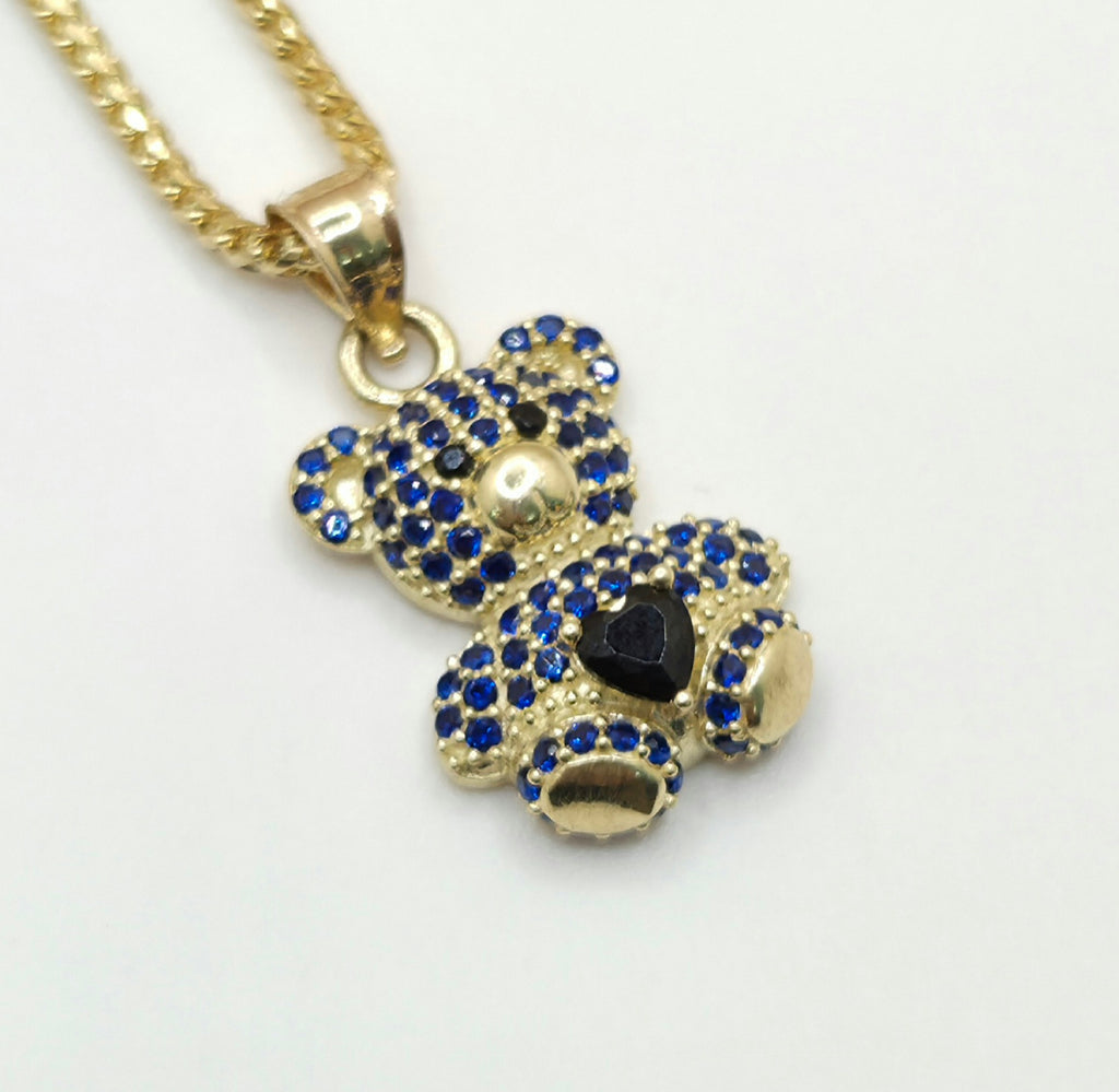 10K BLUE CZ MEDIUM BEAR PENDANT – JY Jewelry Wholesale