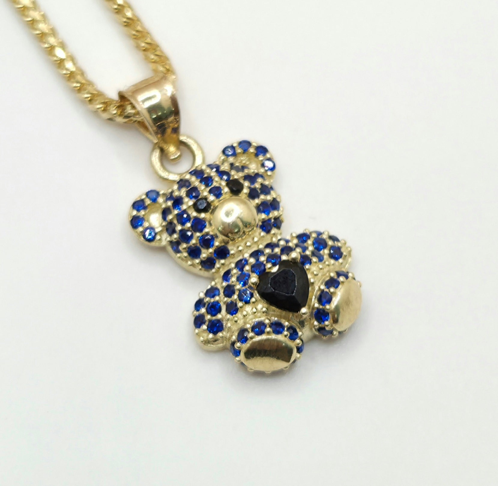 10K BLUE CZ MEDIUM BEAR PENDANT – JY Jewelry Wholesale