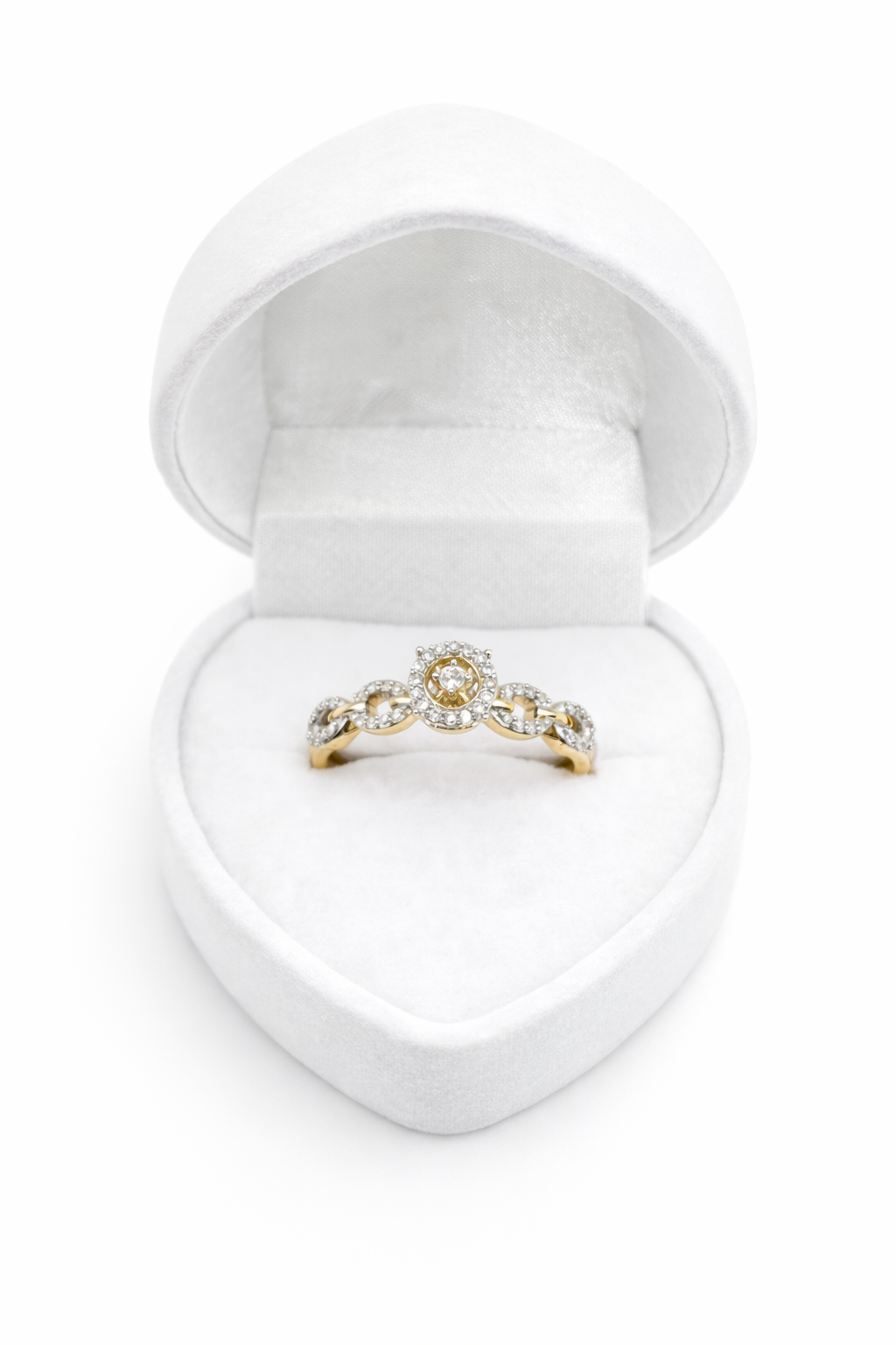 10K CHAIN DETAILS DIAMOND SQUARE PROMISE RING – 7/0.28CT – JY Jewelry Wholesale