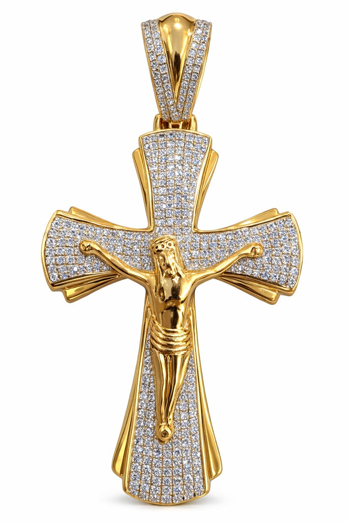 10K DIAMOND CROSS WITH JESUS – 60X30MM – JY Jewelry Wholesale