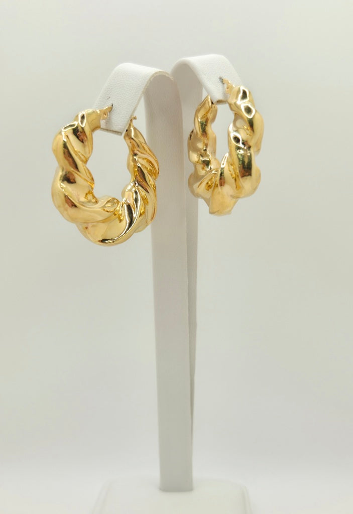10K LARGE MODERN WAVES DESIGN HOOPS EARRINGS – JY Jewelry Wholesale