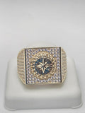 10K SQUARE CZ BACKGROUND COMPASS ROSE DETAIL MAN'S RING – 12.5 – JY Jewelry Wholesale