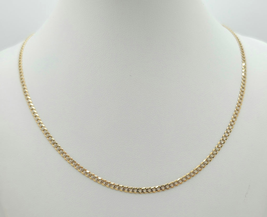 10K TWO TONE CUBAN CURB FLAT CHAIN – 20" 4MM – JY Jewelry Wholesale
