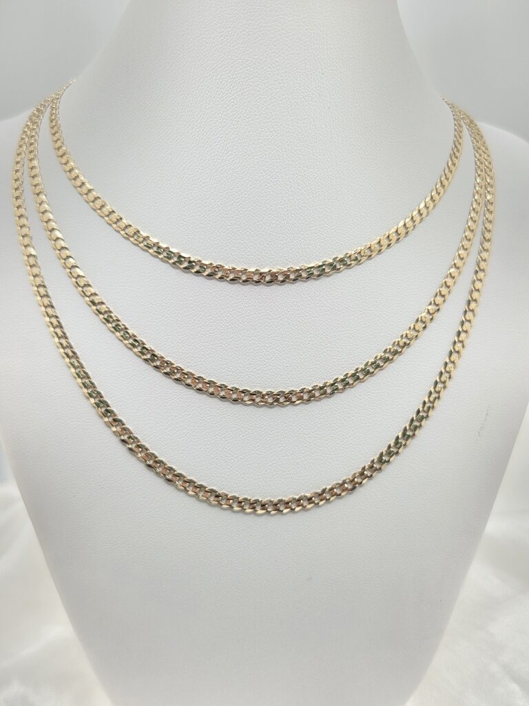 10K SOLID CUBAN CURB FLAT CHAIN CLOSE LINK – 24" 3.5MM – JY Jewelry Wholesale