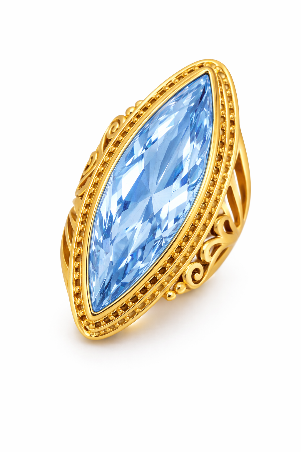 10K STRONG BLUE ALMOND STONE RING – 7 – JY Jewelry Wholesale