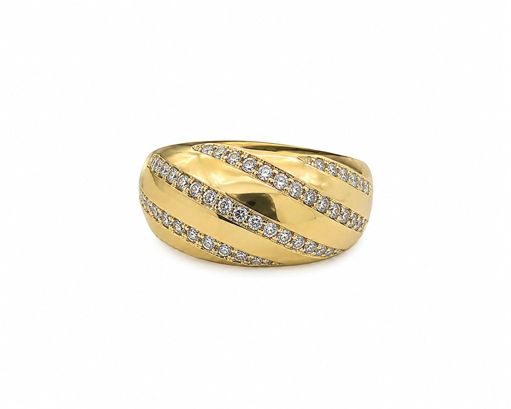 14K YG MODERN CZ SPIRAL RING – 7.5 & 8 & 8.5 – JY Jewelry Wholesale